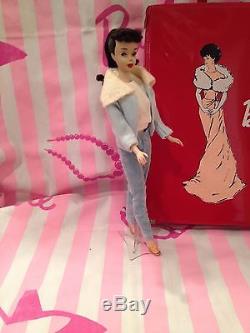 Barbie Brunette Ponytail #3 Ghost White Brown Eyeliner French Case Fashions