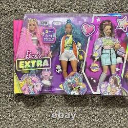 Barbie Extra 5 Doll Set 70 Piece 6 Pets Brand New