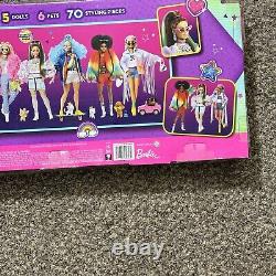 Barbie Extra 5 Doll Set 70 Piece 6 Pets Brand New