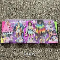 Barbie Extra 5 Doll Set 70 Piece 6 Pets Brand New