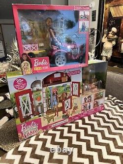 Barbie Sweet Orchard Farm Barn Play Set & Barbie Farmer Doll & Tractor SET