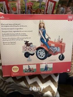 Barbie Sweet Orchard Farm Barn Play Set & Barbie Farmer Doll & Tractor SET