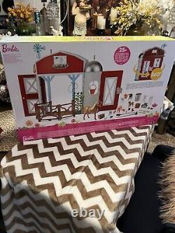 Barbie Sweet Orchard Farm Barn Play Set & Barbie Farmer Doll & Tractor SET