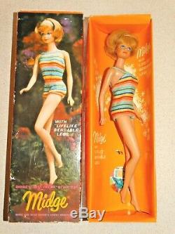 Barbie VINTAGE Ash Blonde BEND LEG MIDGE Doll with Toe Polish & Box