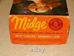Barbie VINTAGE Ash Blonde BEND LEG MIDGE Doll with Toe Polish & Box