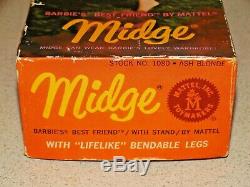Barbie VINTAGE Ash Blonde BEND LEG MIDGE Doll with Toe Polish & Box