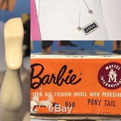 Barbie VINTAGE Brunette #3 Ponytail with OSS Box Stand Sunglasses OTS + More