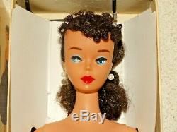 Barbie VINTAGE Brunette #4 PONYTAIL BARBIE Doll withPedestal Stand & Box