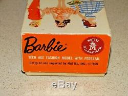 Barbie VINTAGE Brunette #4 PONYTAIL BARBIE Doll withPedestal Stand & Box