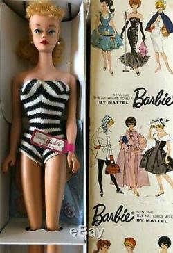 Beautiful Vintage Barbie #4 Blonde Ponytail NM withOriginal Box+Accessories