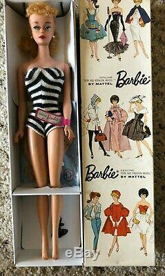 Beautiful Vintage Barbie #4 Blonde Ponytail NM withOriginal Box+Accessories
