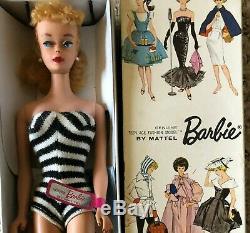 Beautiful Vintage Barbie #4 Blonde Ponytail NM withOriginal Box+Accessories