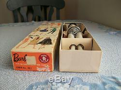 Beautiful Vintage Brunette No. 3 Barbie Doll, Box, Stand, and Shoes