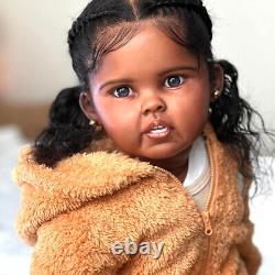 Black Skin 30 Toddler Girl Reborn Baby Doll Hand-Rooted Hair Finished Doll Gift