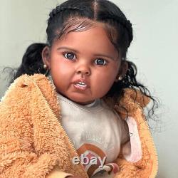 Black Skin 30 Toddler Girl Reborn Baby Doll Hand-Rooted Hair Finished Doll Gift
