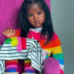 Black Skin 46in Unassembled Reborn Doll Painted Kit Long Hair Toddler DIY Parts