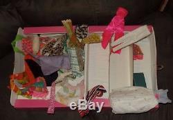 Box of Old Antique Barbie Dolls and Clothing. 1960s Bend Leg Mattel Trunk Francie
