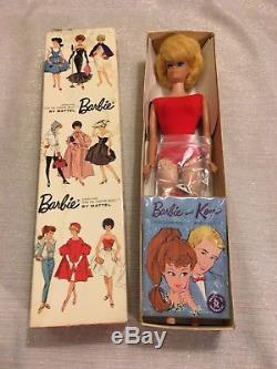 C1962 #850 Mattel Barbie Bubble Cut Blonde Straight Leg in Red Original Box