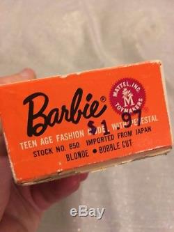C1962 #850 Mattel Barbie Bubble Cut Blonde Straight Leg in Red Original Box