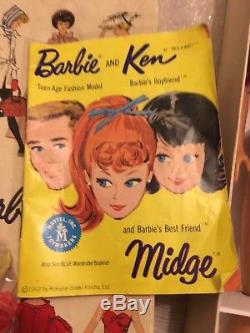 C1962 #850 Mattel Barbie Bubble Cut Blonde in Red Original Box & Stand