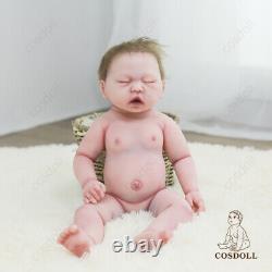 COSDOLL 17.5 in Platinum Full Silicone Baby Doll Newborn Baby Dolls Girl withHair