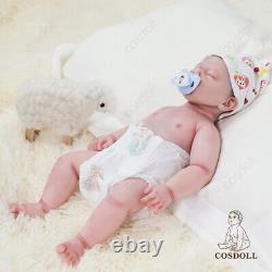 COSDOLL 17.5 in Platinum Full Silicone Baby Doll Newborn Baby Dolls Girl withHair