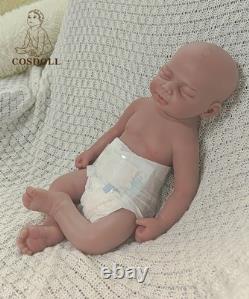 COSDOLL 18Closed Eyes Sleeping Newborn Boy Full Silicone Reborn Baby Doll#Brown