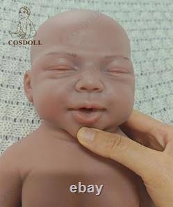 COSDOLL 18Closed Eyes Sleeping Newborn Boy Full Silicone Reborn Baby Doll#Brown