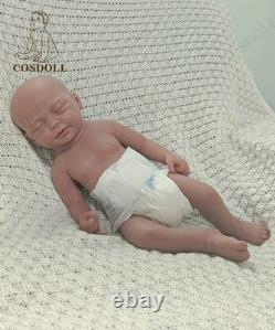COSDOLL 18Closed Eyes Sleeping Newborn Boy Full Silicone Reborn Baby Doll#Brown