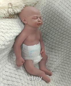 COSDOLL 18Closed Eyes Sleeping Newborn Boy Full Silicone Reborn Baby Doll#Brown