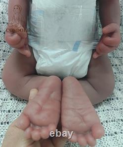 COSDOLL 18Closed Eyes Sleeping Newborn Boy Full Silicone Reborn Baby Doll#Brown