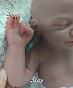 COSDOLL 18Closed Eyes Sleeping Newborn Boy Full Silicone Reborn Baby Doll#Brown