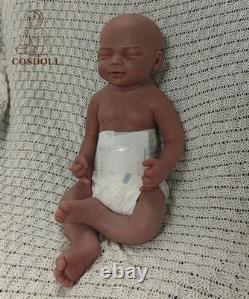 COSDOLL 18Closed Eyes Sleeping Newborn Boy Full Silicone Reborn Baby Doll#Brown
