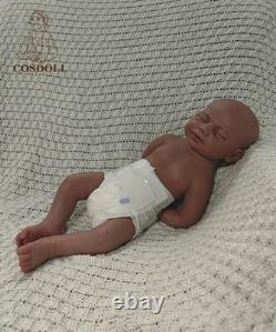 COSDOLL 18Closed Eyes Sleeping Newborn Boy Full Silicone Reborn Baby Doll#Brown