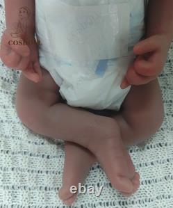 COSDOLL 18Closed Eyes Sleeping Newborn Boy Full Silicone Reborn Baby Doll#Brown