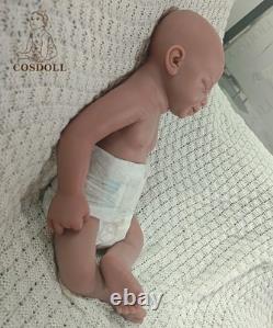 COSDOLL 18Closed Eyes Sleeping Newborn Boy Full Silicone Reborn Baby Doll#Brown