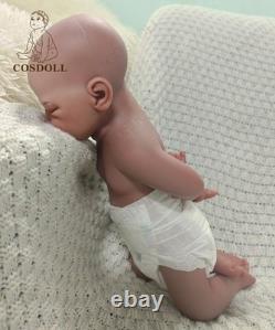 COSDOLL 18Closed Eyes Sleeping Newborn Boy Full Silicone Reborn Baby Doll#Brown