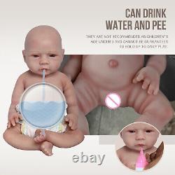 COSDOLL 18.5 Reborn Baby Dolls Can Drink Water&Pee Full Silicone Adorable Dolls
