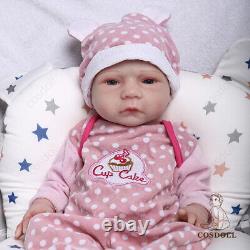 COSDOLL 18.5 Reborn Baby Dolls Can Drink Water&Pee Full Silicone Adorable Dolls