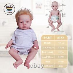 COSDOL 18.5 in Reborn Baby Boy Dolls Root Hair with Drink-Wet Full Body Silicone
