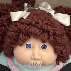 Cabbage Patch Kid Doll Auburn Brown Hair Ponytail 2 Bows, Popcorn Hair HM #11