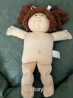 Cabbage Patch Kid Doll Auburn Brown Hair Ponytail 2 Bows, Popcorn Hair HM #11