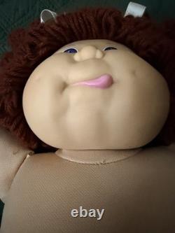 Cabbage Patch Kid Doll Auburn Brown Hair Ponytail 2 Bows, Popcorn Hair HM #11