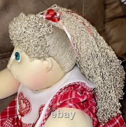 Cabbage Patch Kids Soft Sculpture Lt Brown Hair Ponytail Girl Valentines Dress