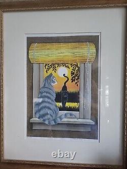 Cat in a window print Signed By Artist Ruth Schindler