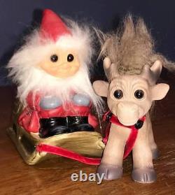 Christmas Dam Santa Troll Doll, Sleigh and Brave Reindeer, New, Free Int'l Ship