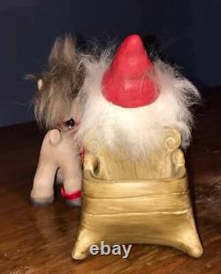 Christmas Dam Santa Troll Doll, Sleigh and Brave Reindeer, New, Free Int'l Ship