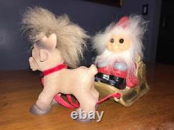 Christmas Dam Santa Troll Doll, Sleigh and Brave Reindeer, New, Free Int'l Ship