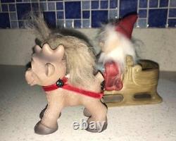 Christmas Dam Santa Troll Doll, Sleigh and Brave Reindeer, New, Free Int'l Ship