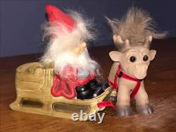 Christmas Dam Santa Troll Doll, Sleigh, and Brave Reindeer, New, Free Shipping